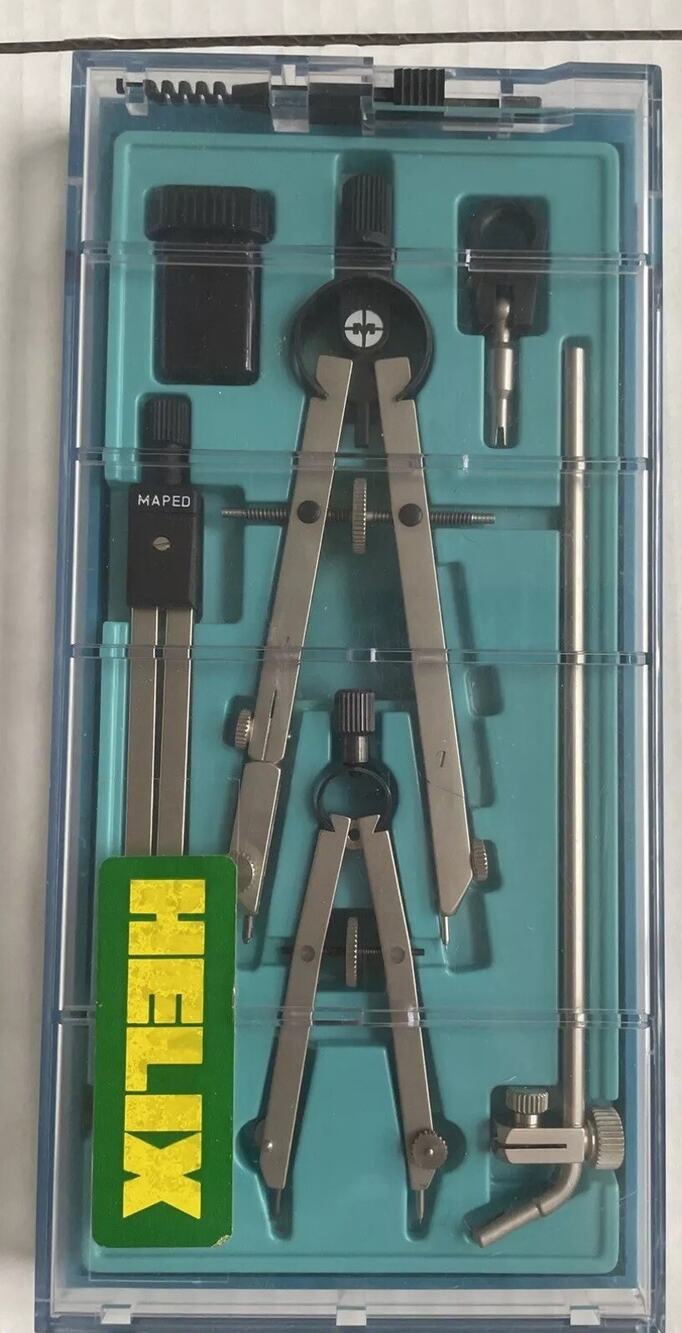 H Maped France Compass Set Vintage Technical Drawing Architect Precision Case